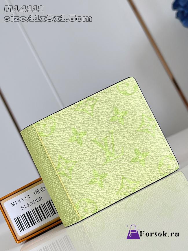 Fortok Louis Vuitton Wallet Monogram Neon Green 9 x 11 x 1.5cm  - 1