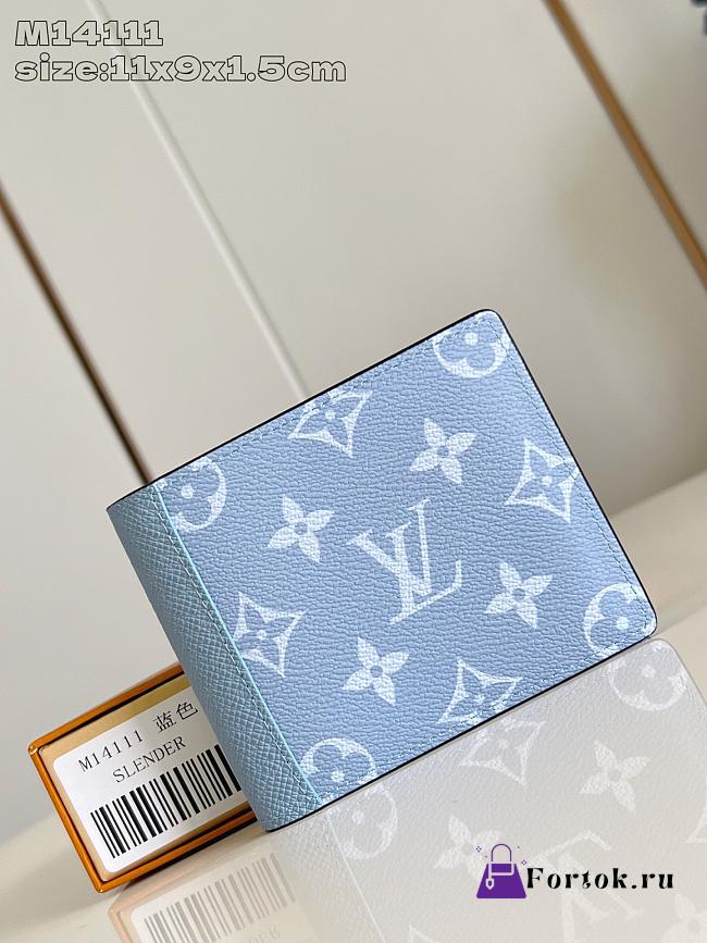 Fortok Louis Vuitton Wallet Monogram Blue 9 x 11 x 1.5cm  - 1