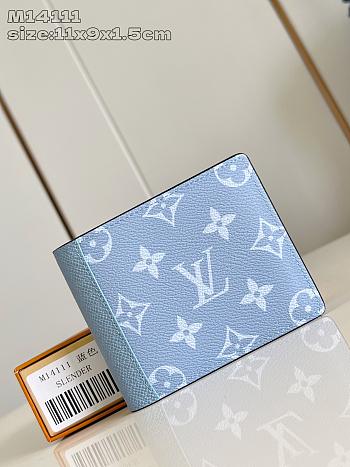 Fortok Louis Vuitton Wallet Monogram Blue 9 x 11 x 1.5cm 