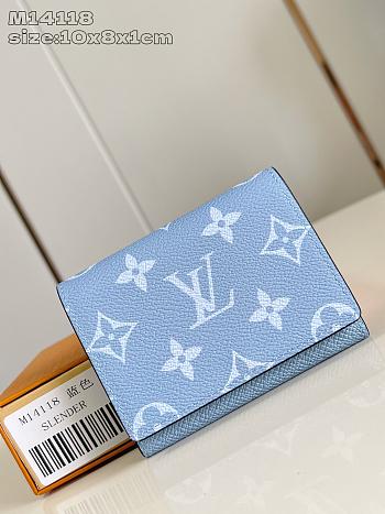 Fortok Louis Vuitton Wallet Monogram Blue 8 x 10 x 1cm 