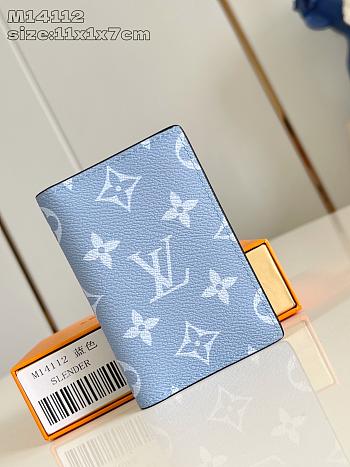 Fortok Louis Vuitton Wallet Monogram Blue  7 x 11 x 1cm
