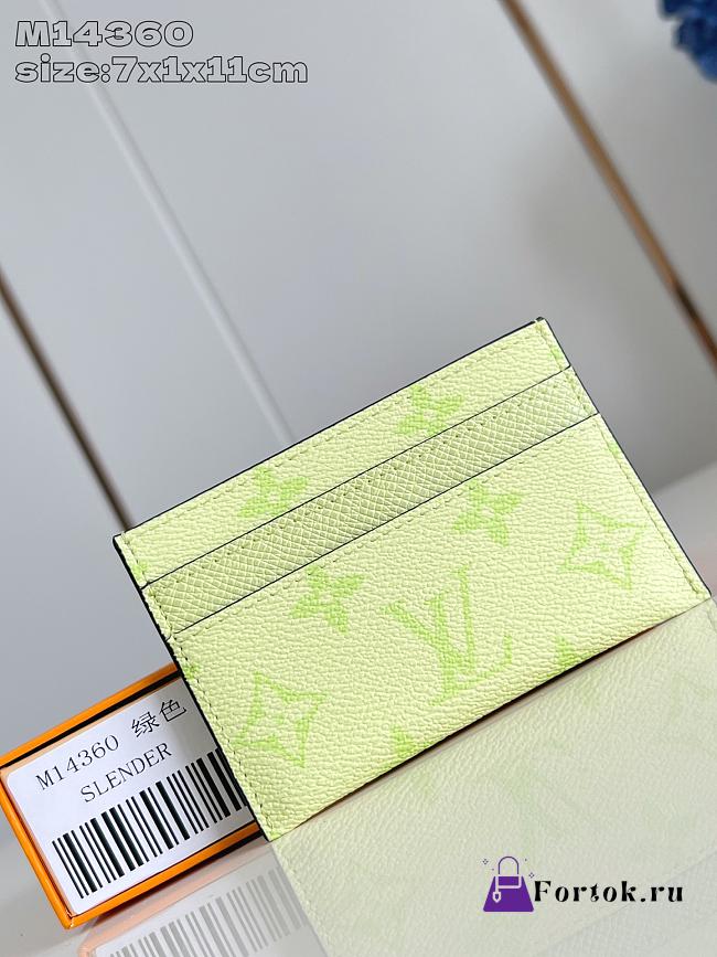 Fortok Louis Vuitton Card Holder Monogram Neon Green 7 x 11 x 1cm - 1