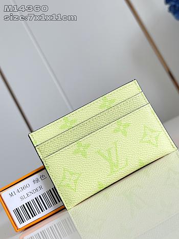 Fortok Louis Vuitton Card Holder Monogram Neon Green 7 x 11 x 1cm
