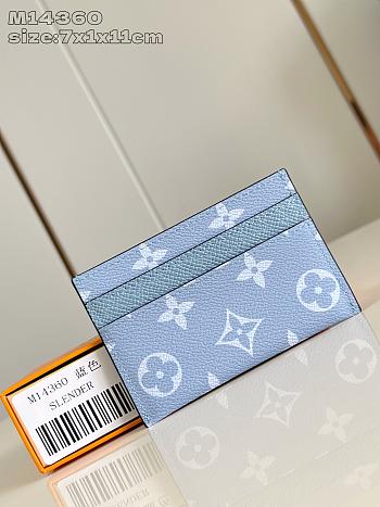 Fortok Louis Vuitton Card Holder Monogram Blue 7 x 11 x 1cm