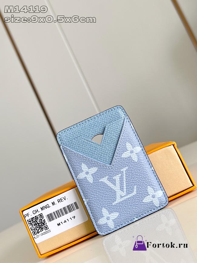 Fortok Louis Vuitton Card Holder Monogram Blue 9x0.5x6cm - 1