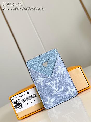 Fortok Louis Vuitton Card Holder Monogram Blue 9x0.5x6cm