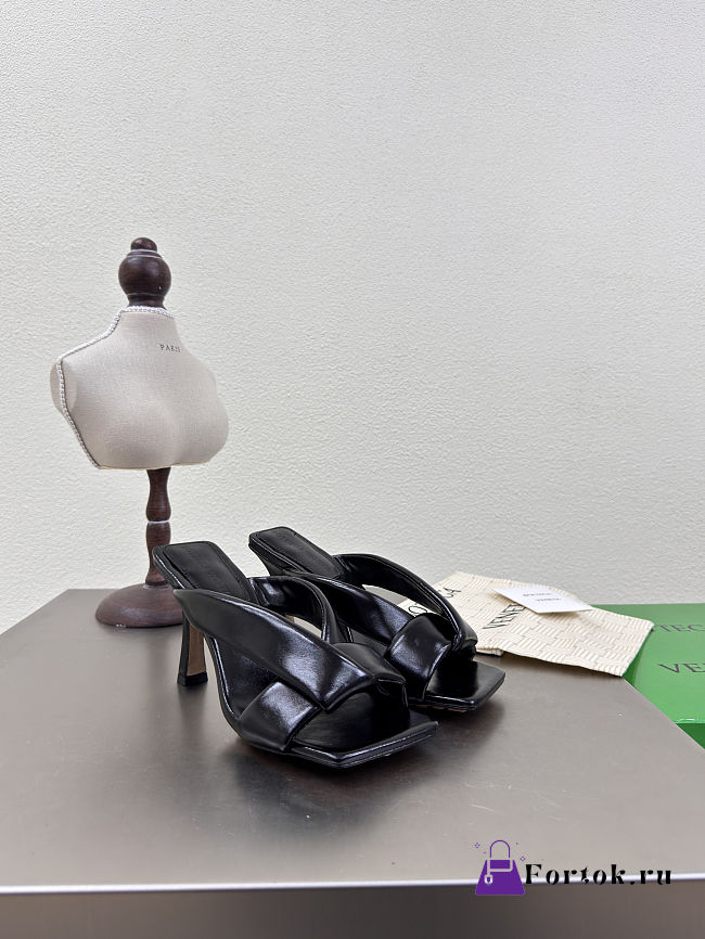 Fortok Bottega Venetas High Heels Slippers Black - 1