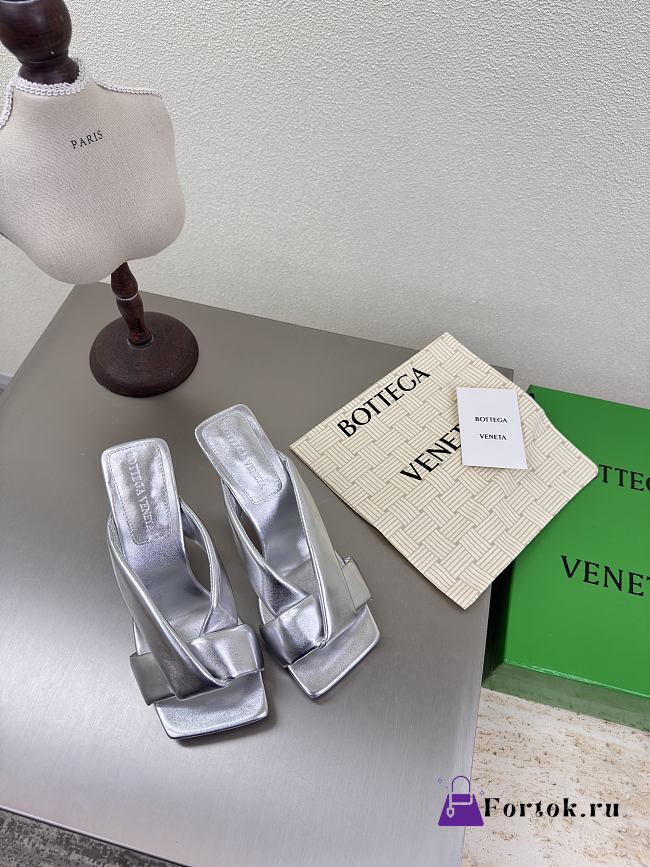 Fortok Bottega Venetas High Heels Slippers Silver - 1