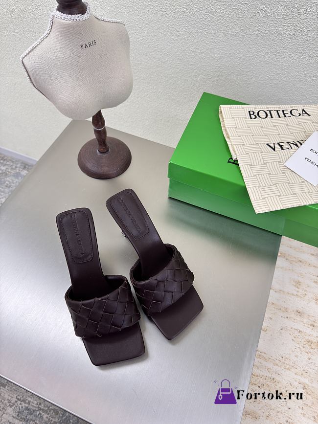 Fortok Bottega Veneta Parco High Heels Mule Brown - 1