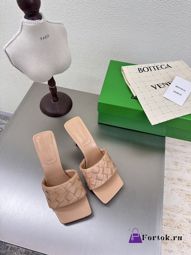 Fortok Bottega Veneta Parco High Heels Mule Beige - 1