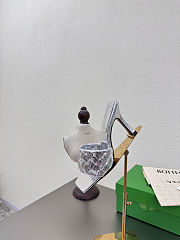Fortok Bottega Veneta Parco High Heels Mule Silver - 5