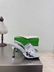 Fortok Bottega Veneta Parco High Heels Mule Silver - 2