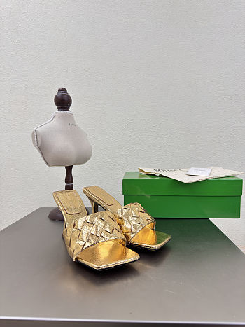 Fortok Bottega Veneta Parco High Heels Mule Gold