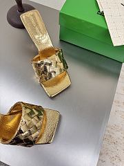 Fortok Bottega Veneta Parco High Heels Mule Gold - 6