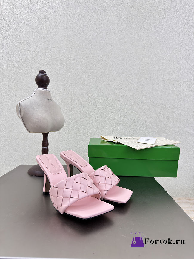 Fortok Bottega Veneta Parco High Heels Mule Pink - 1