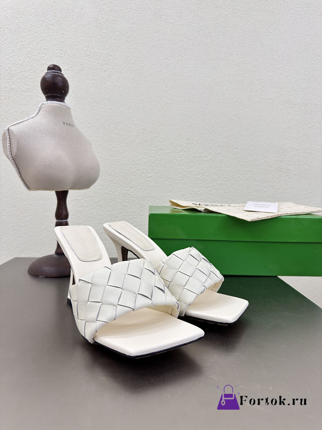 Fortok Bottega Veneta Parco High Heels Mule White - 1