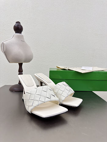 Fortok Bottega Veneta Parco High Heels Mule White