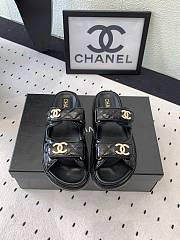 Fortok Chanel Sandals Logo Black  - 1