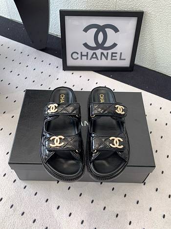 Fortok Chanel Sandals Logo Black 