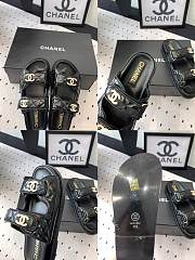 Fortok Chanel Sandals Logo Black  - 2