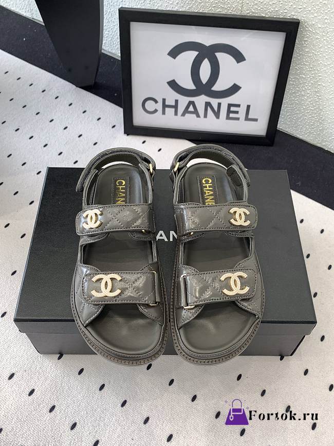 Fortok Chanel Sandals Logo Moss Grey - 1