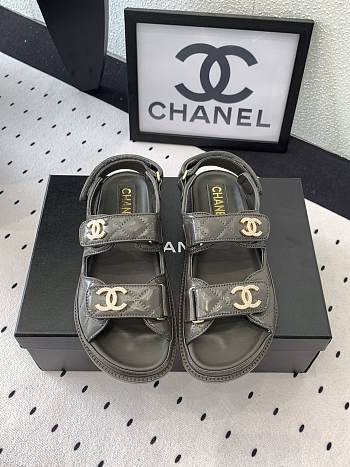 Fortok Chanel Sandals Logo Moss Grey
