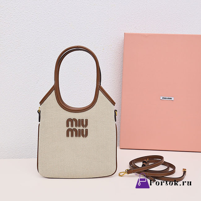 Fortok Miu Miu Ivy Canvas Tote Beige 20 x 24 cm - 1