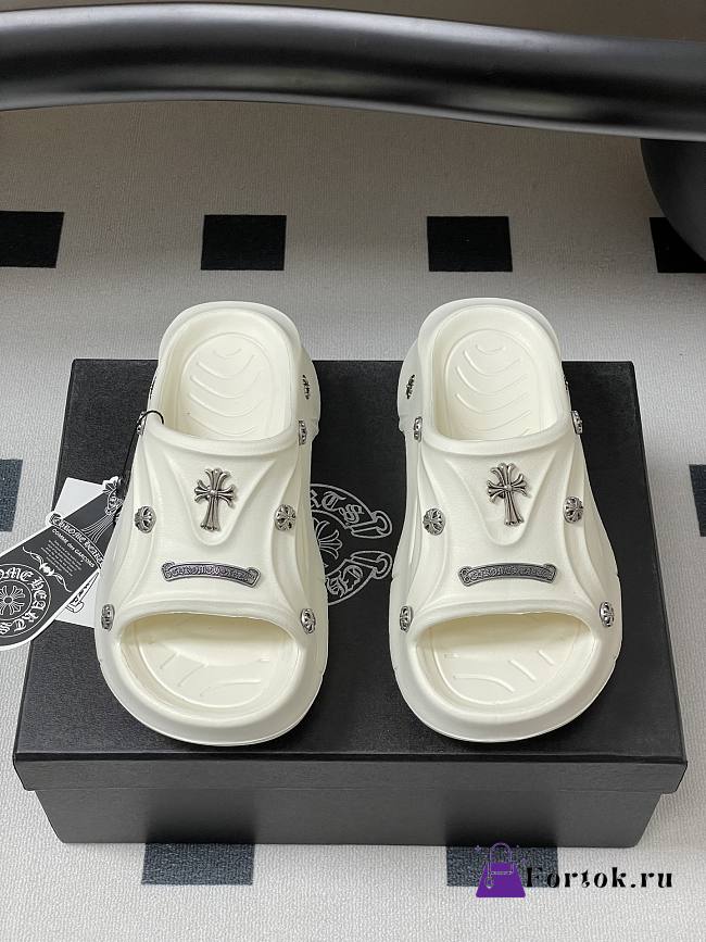 Fortok Chrome Hearts Y2K Mules White - 1