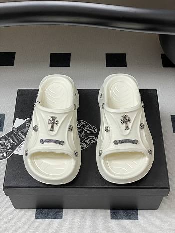 Fortok Chrome Hearts Y2K Mules White