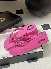 Fortok Chrome Hearts Y2K High Heels Slippers Hot Pink - 4