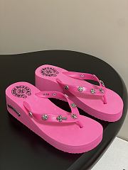 Fortok Chrome Hearts Y2K High Heels Slippers Hot Pink - 2