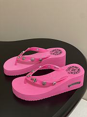 Fortok Chrome Hearts Y2K High Heels Slippers Hot Pink - 3