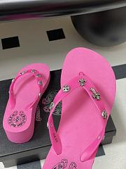 Fortok Chrome Hearts Y2K High Heels Slippers Hot Pink - 6