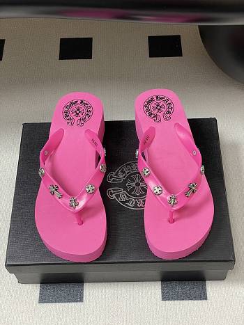 Fortok Chrome Hearts Y2K High Heels Slippers Hot Pink