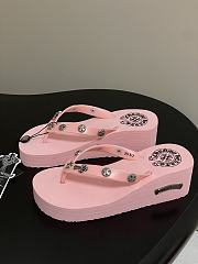 Fortok Chrome Hearts Y2K High Heels Slippers Baby Pink - 5