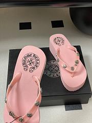 Fortok Chrome Hearts Y2K High Heels Slippers Baby Pink - 3