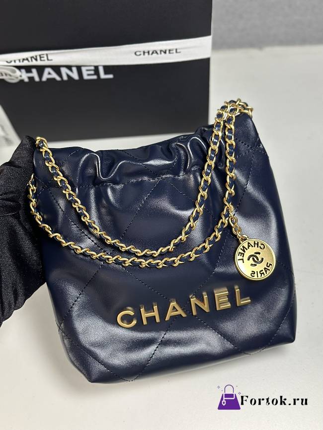 Fortok Chanel 22 Mini Bag Navy Blue 20cm - 1