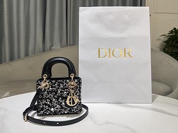 Fortok Dior Micro Lady Dior Crystal Embellished Bag in Black 12 x 10.2 x 5cm