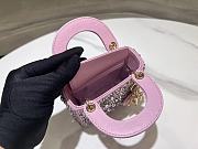 Fortok Dior Micro Lady Dior Crystal Embellished Bag in Baby Pink 12 x 10.2 x 5cm - 3