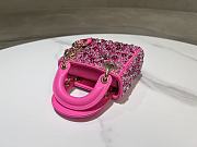 Fortok Dior Micro Lady Dior Crystal Embellished Bag in Fuchsia 12 x 10.2 x 5cm - 2