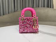 Fortok Dior Micro Lady Dior Crystal Embellished Bag in Fuchsia 12 x 10.2 x 5cm - 3