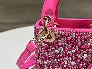 Fortok Dior Micro Lady Dior Crystal Embellished Bag in Fuchsia 12 x 10.2 x 5cm - 5