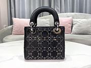 Fortok Dior Mini Lady Dior Bag Black Strass Cannage Satin 17x15x7cm - 6