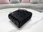 Fortok Dior Mini Lady Dior Bag Black Strass Cannage Satin 17x15x7cm - 5