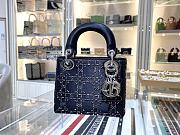 Fortok Dior Mini Lady Dior Bag Black Strass Cannage Satin 17x15x7cm - 4
