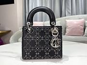 Fortok Dior Mini Lady Dior Bag Black Strass Cannage Satin 17x15x7cm - 3
