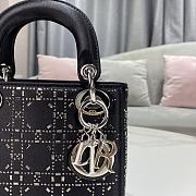 Fortok Dior Mini Lady Dior Bag Black Strass Cannage Satin 17x15x7cm - 2