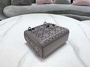 Fortok Dior Mini Lady Dior Bag Gray Strass Cannage Satin 17x15x7cm - 3