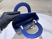 Fortok Mini Lady Dior Bag Metallic Lambskin and Celestial Blue Satin Embroidered with Beads 20-17-8cm - 5