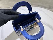 Fortok Mini Lady Dior Bag Metallic Lambskin and Celestial Blue Satin Embroidered with Beads 17-15-7cm - 6